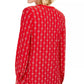 Top feminino estampado com decote dividido, tamanho grande, vermelho, Charter Club