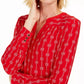 Top feminino estampado com decote dividido, tamanho grande, vermelho, Charter Club