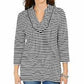 Blusa feminina listrada Charter Club com manga 3/4, preta, tamanho X-S