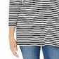 Blusa feminina listrada Charter Club com manga 3/4, preta, tamanho X-S