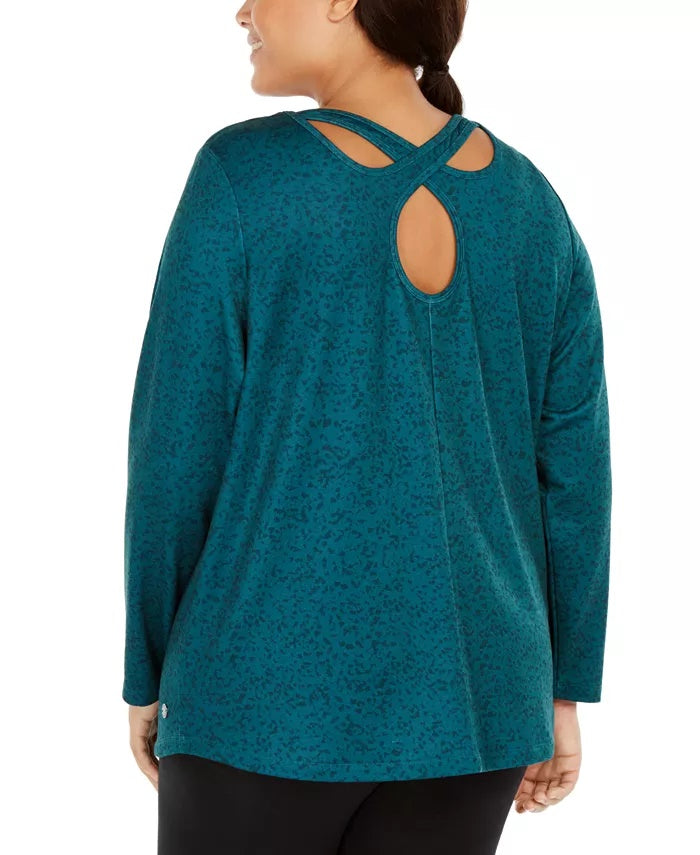 Top de treino feminino plus size cruzado Ideology, verde, tamanho 2X