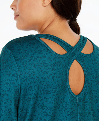Ideology Women's Plus Size Criss-Cross Workout Top Green Size 2X