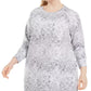 Túnica feminina plus size com estampa de pele de cobra e bolsos Ideology, branca, tamanho 1X