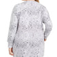 Túnica feminina plus size com estampa de pele de cobra e bolsos Ideology, branca, tamanho 1X