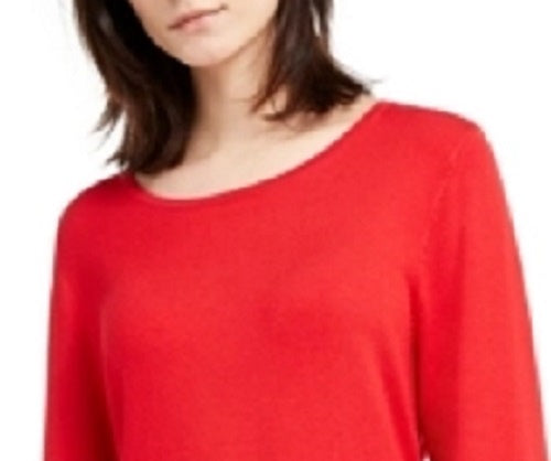 INC International Concepts Top feminino com ilhós lisos, vermelho escuro, tamanho médio