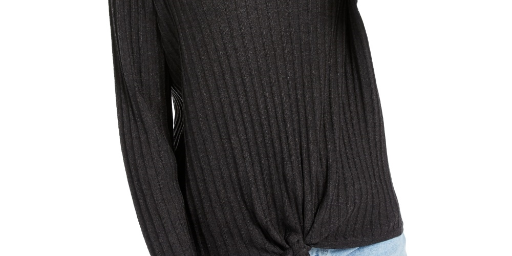 Suéter feminino canelado com nó INC International Concepts, cinza, tamanho pequeno