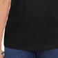 Camiseta feminina Karen Scott de algodão com decote em V e acabamento aberto, preta, tamanho médio