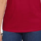 Camiseta feminina Karen Scott de algodão com decote em V e acabamento aberto, vermelha brilhante, tamanho médio