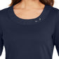 Karen Scott Top Feminino de Algodão com Argola Azul Tamanho P