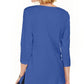 Karen Scott Blusa Feminina de Algodão com Tachas e Gola Dividida Azul Tamanho P