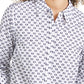 Camisa texturizada estampada de linho feminina Charter Club, azul, tamanho médio