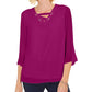 JM Collection Top Feminino com Renda e Acabamento em Ilhós Rosa Tamanho P