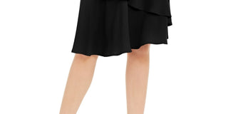 Alfani Saia feminina pequena com babados em camadas, preta, tamanho 6 P