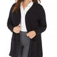 Cardigan feminino Alfani com nervuras largas, preto, tamanho 1X