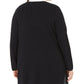 Cardigan feminino Alfani com nervuras largas, preto, tamanho 1X