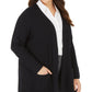 Cardigan feminino Alfani com nervuras largas, preto, tamanho 1X