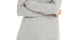 Alfani Suéter túnica feminino com decote em V cinza tamanho médio