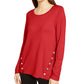 Suéter feminino Alfani com costura e ferragens, vermelho, pequeno