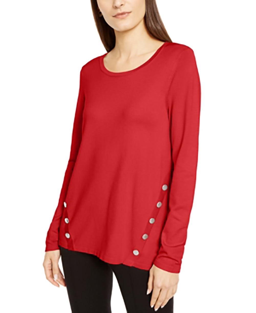 Suéter feminino Alfani com costura e ferragens, vermelho, pequeno