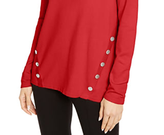 Suéter feminino Alfani com costura e ferragens, vermelho, pequeno