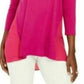 JM Collection Top Feminino Mix Media com Decote Redondo e Manga 3/4 Rosa Tamanho P