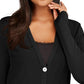 Cardigan Duster Feminino com Botões Frontais e Canelados JM Collection Preto Tamanho X-G