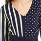 Blusa feminina Alfani estampada com manga 3/4 e decote em V para usar no trabalho, azul, tamanho médio