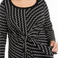 Top feminino Alfani Plus Size estampado com amarração na cintura, preto, tamanho 1X
