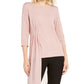 Blusa transparente com sobreposição assimétrica Alfani feminina rosa escuro tamanho XX-G