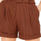 Shorts femininos Bar III Becca Tilley X Powersuit xadrez com cinto laranja tamanho 14