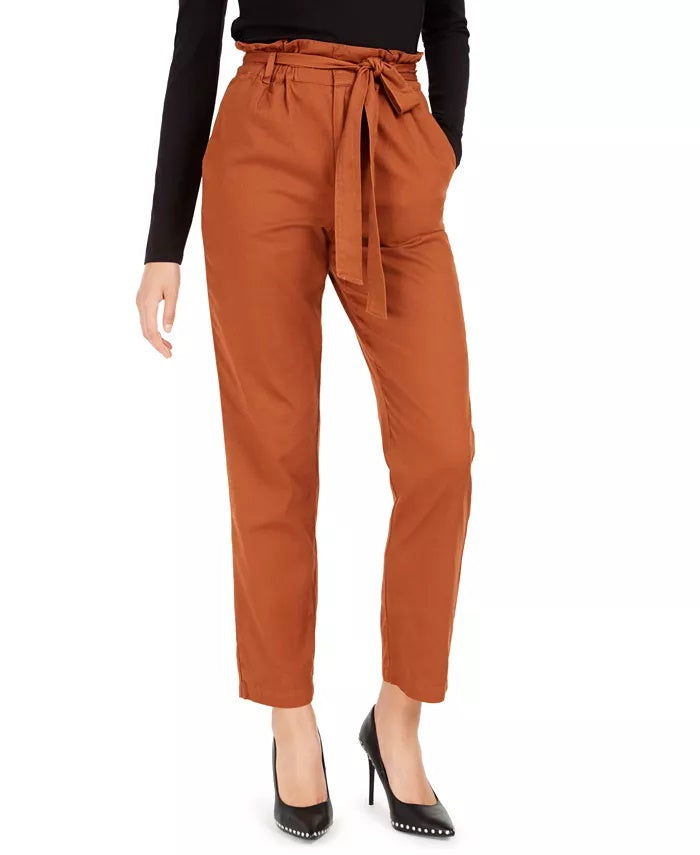 Calça feminina Bar III Becca Tilley X Paperbag Waist Laranja Tamanho Grande