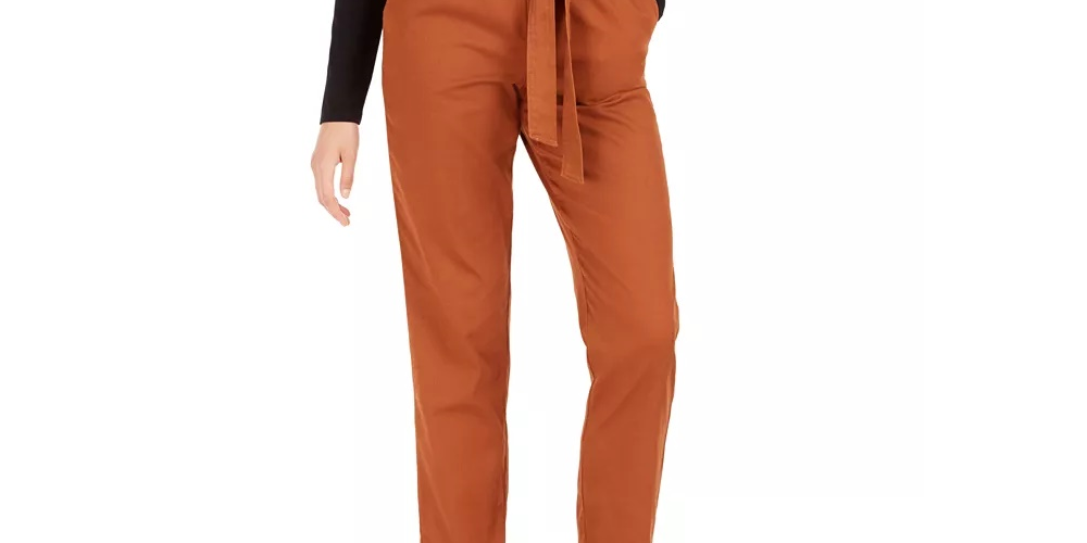 Calça feminina Bar III Becca Tilley X Paperbag Waist Laranja Tamanho Grande