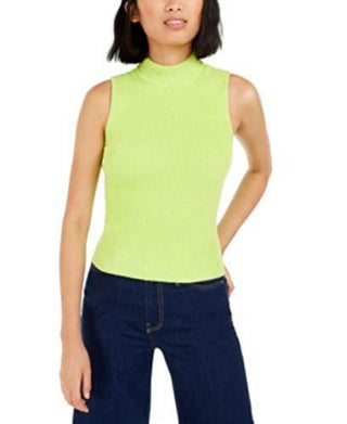 Regata feminina Bar III Becca Tilley x Mock-Neck Sweater Verde Tamanho Médio