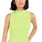 Regata feminina Bar III Becca Tilley x Mock-Neck Sweater Verde Tamanho Médio