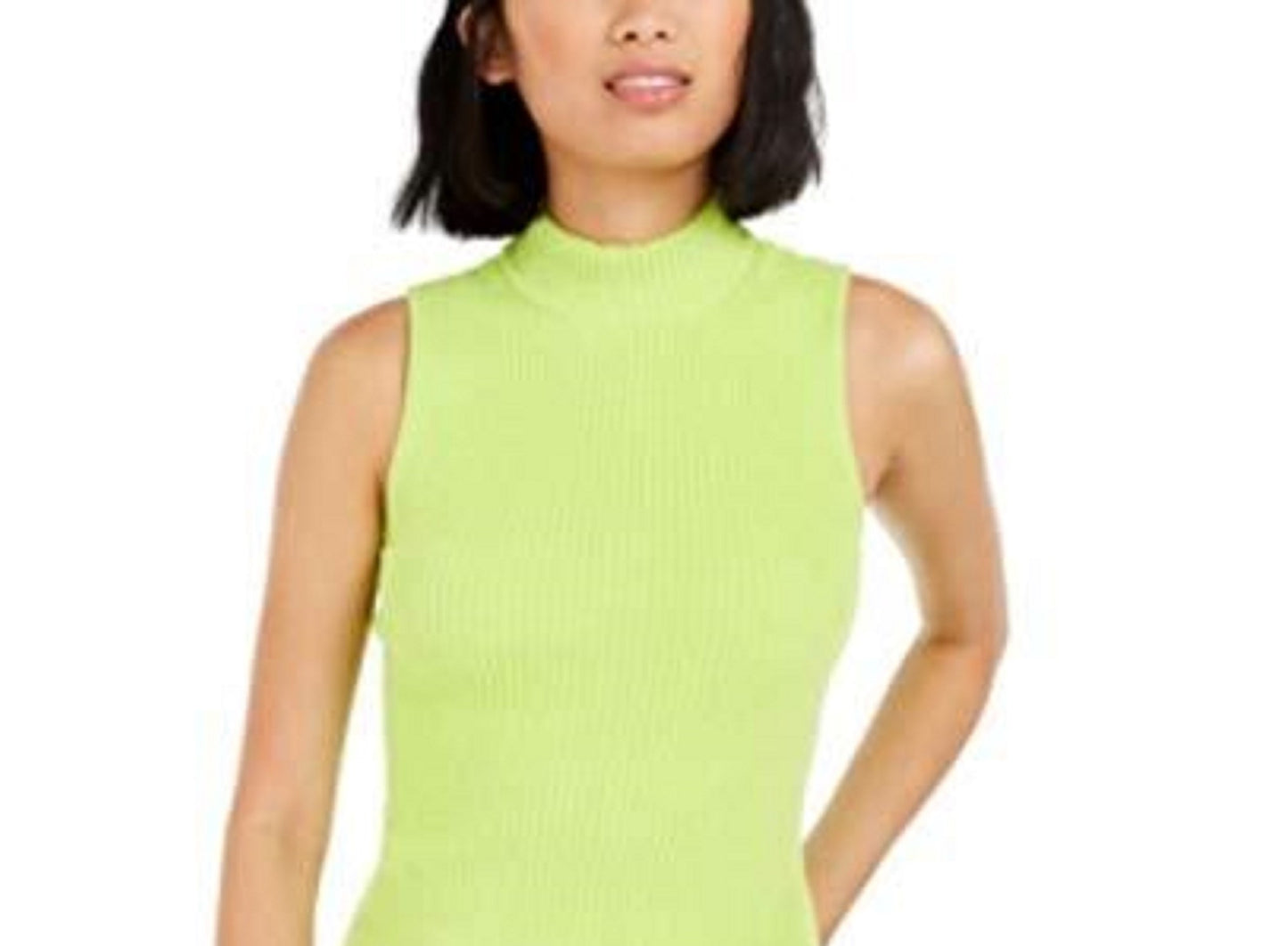 Regata feminina Bar III Becca Tilley x Mock-Neck Sweater Verde Tamanho Médio