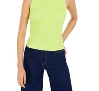 Regata feminina Bar III Becca Tilley x Mock-Neck Sweater Verde Tamanho Médio