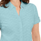 Camisa feminina Karen Scott de algodão bordada, azul, tamanho pequeno