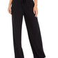 Calça feminina estilo &amp; co, perna larga, cintura amarrada, preta, tamanho extrapequeno