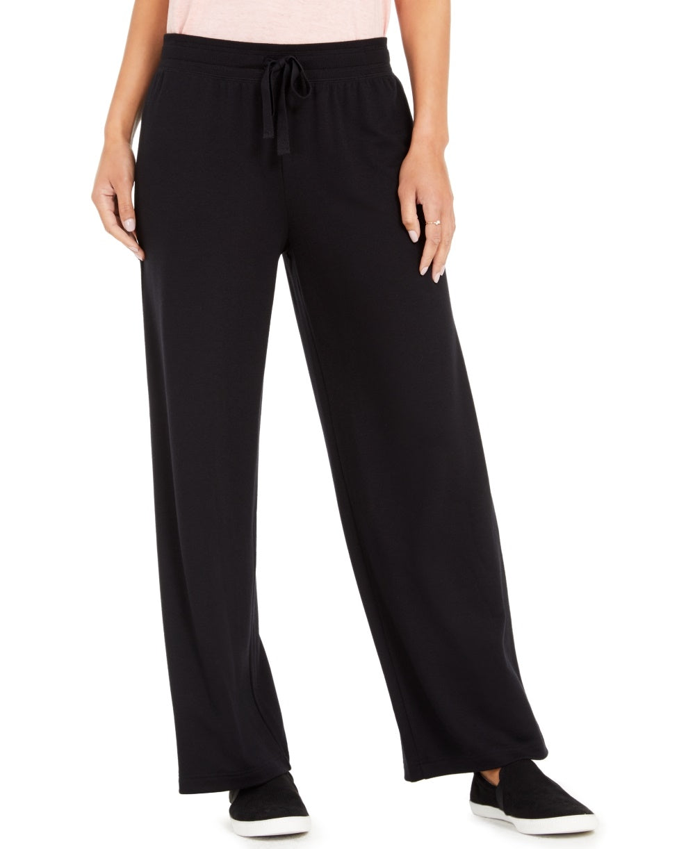 Calça feminina estilo &amp; co, perna larga, cintura amarrada, preta, tamanho extrapequeno