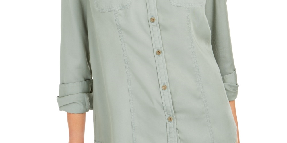 Camisa feminina Charter Club de tencel liso, verde, tamanho X-S