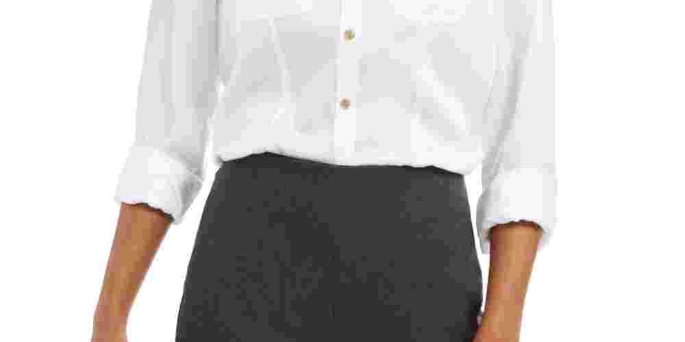 Camisa feminina Charter Club de tencel lisa, branca, tamanho extragrande