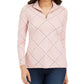 Blusa feminina estampada com decote falso, tamanho pequeno, rosa, Charter Club