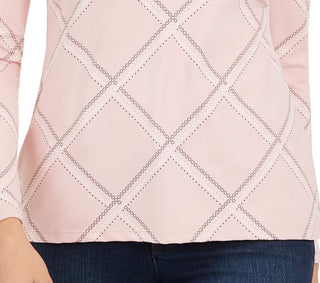 Blusa feminina estampada com decote falso, tamanho pequeno, rosa, Charter Club