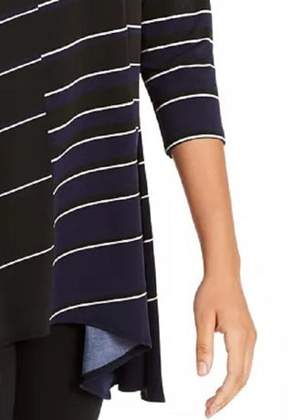 Túnica Alfani Feminina Estampada Alto Baixo Azul Marinho Tamanho Médio