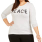 Blusa feminina de manga comprida com detalhes em estilo e co, cinza, tamanho 2X