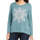 Moletom feminino com estampa de floco de neve estilo &amp; co, verde, tamanho grande