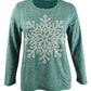 Moletom feminino com estampa de floco de neve estilo &amp; co, verde, tamanho médio