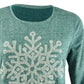 Moletom feminino com estampa de floco de neve estilo &amp; co, verde, tamanho médio