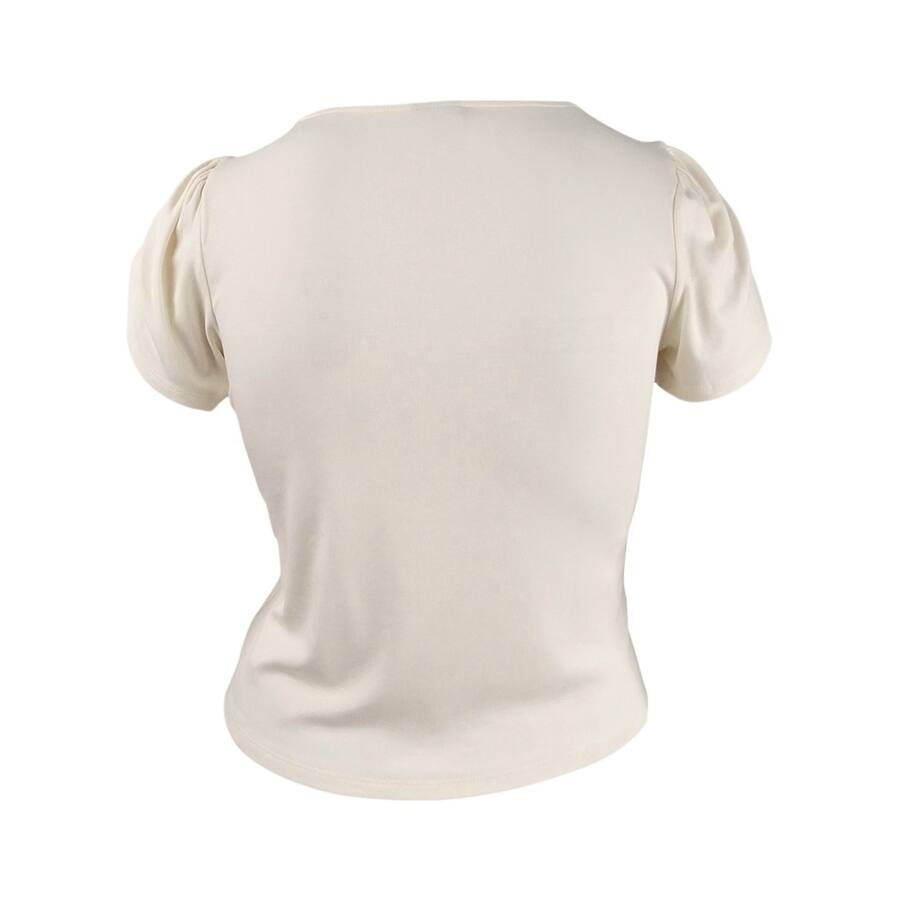 Blusa Henley com manga tulipa Becca Tilley X para mulheres Bar III, branca, tamanho grande