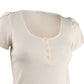 Blusa Henley com manga tulipa Becca Tilley X para mulheres Bar III, branca, tamanho grande